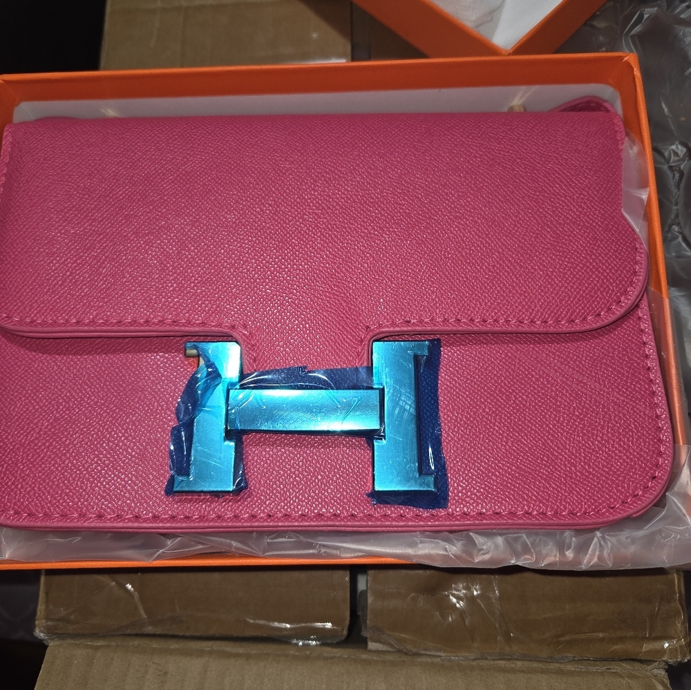 Pink With Golden Hardware  Cossbody Bag With Box